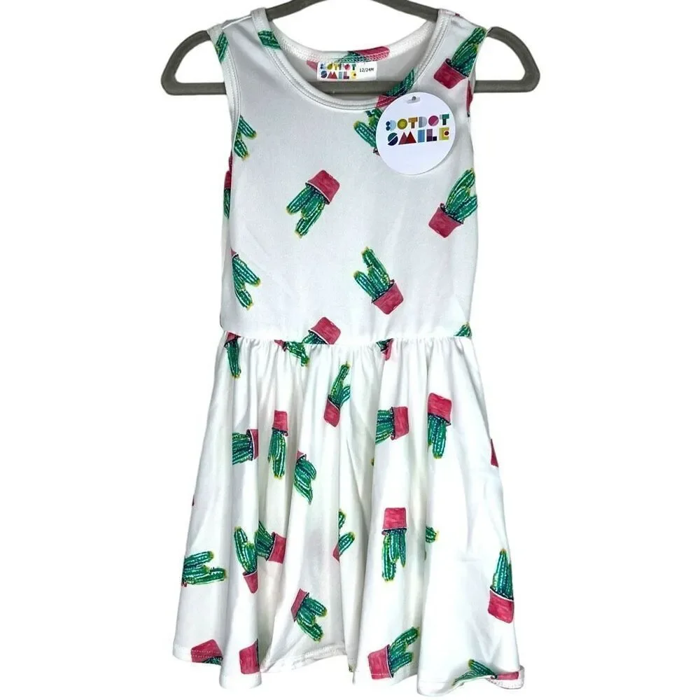 NEW Dot Dot Smile White Cactus Tank Dress 12-24 Months